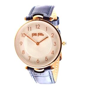 Folli Follie RG Big RND Watch Blue Gold Tone